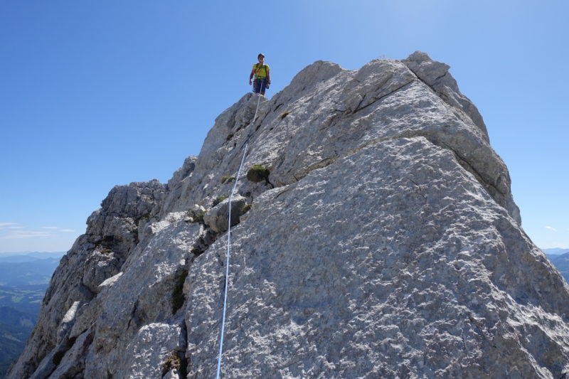 Abklettern schmaler Grat