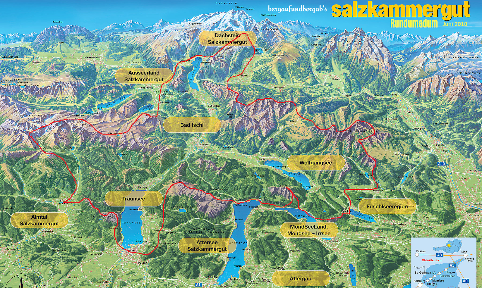 Salzkammergut-Rundumadum: Die Strecke